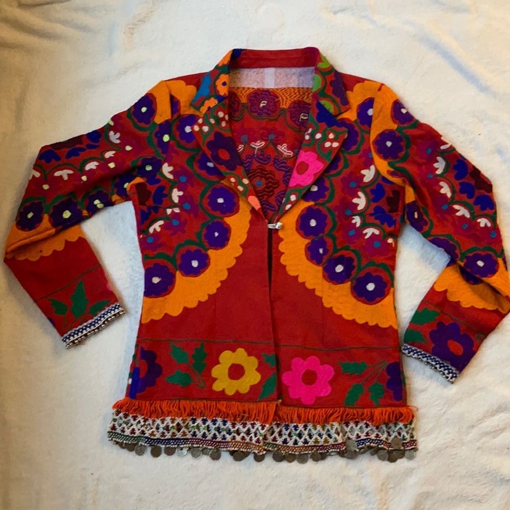 Vintage blazer jacket , floral jacket , Afghan tribal jacket